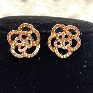 Rose Gold Plated Open Rose Design w/CZ Accents-NEW, NEVER WORN